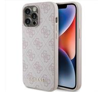 GUESS GUHCP15XG4GFPI Coque pour iPhone 15 Pro Max 6,7" Rose Coque Rigide 4G Métal Or Logo