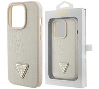 Guess GUHCP15XPCRTHCD iPhone 15 Pro Max 6,7" or/or Hardcase Croco Triangle Metal Logo Housse de protection
