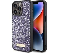 Guess GUHCP15XPFGSBSP Apple iPhone 15 Pro Max coque rigide Rhinestone Metal Logo violet