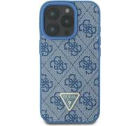 Guess GUHCP16SP4TDSCPB iPhone 16 6.1" bleu hardcase cuir métal logo strass crossbody étui de protection