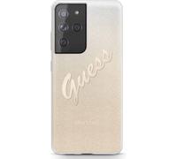 Guess GUHCS21LPCUGLSGO S21 Ultra G998 or/or hardcase Glitter Gradient Script Housse de protection