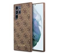 Guess GUHCS22LG4GFBR S22 Ultra S908 marron/marron étui rigide 4G Metal Gold Logo