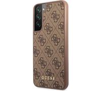 Guess GUHCS22SG4GFBR S22 S901 marron hard case 4G Metal Gold Logo Housse de protection