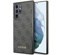 Guess Coque pour Samsung S23 Ultra S918 – Gris 4G Métal Or Logo