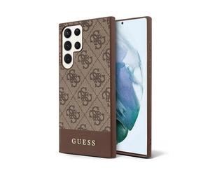 Guess GUHCS23LG4GLBR Housse 4G Stripe Collection Marron - Galaxy S23 Ultra (S918)