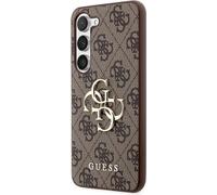 Guess GUHCS23S4GMGBR Coque pour Samsung S23 S911 Marron 4G Logo Big Metal