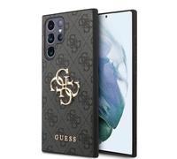 Guess GUHCS24L4GMGGR Coque Rigide pour S24 Ultra S928 Noir 4G Big Metal Logo