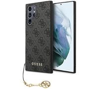GUESS GUHCS24LGF4GGR Coque pour S24 Ultra S928 Noir Coque Rigide 4G Charms Collection