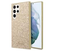 Guess GUHCS24LHGGSHD Coque pour S24 Ultra S928 Coque Rigide dorée Script pailleté