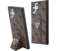 GUESS GUHCS24LPGS4TDW Coque pour S24 Ultra S928 Marron Coque Rigide Grip Stand 4G Triangle Strass