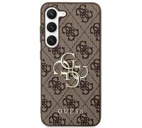 Guess GUHCS24S4GMGBR Coque Rigide pour Samsung Galaxy S24 avec Logo en métal 4G Marron