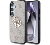 Guess GUHCS24S4GMGBR Coque Rigide pour Samsung Galaxy S24 avec Logo en métal 4G Marron pour Samsung Galaxy S24 (Rose)