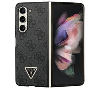Guess GUHCZFD5P4TDPK F946 Étui pour Z Fold5 Noir Étui Rigide en Cuir 4G Diamond Triangle