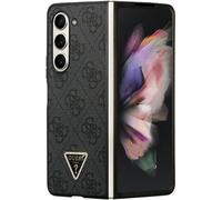 Guess GUHCZFD5P4TDPK F946 Étui pour Z Fold5 Noir Étui Rigide en Cuir 4G Diamond Triangle