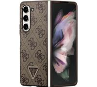 Guess GUHCZFD5P4TDPW Samsung Galaxy Z Fold 5 étui rigide Cuir 4G Triangle Strass marron