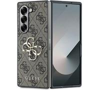 CG Mobile Guess GUHCZFD64GMGBR Étui pour Z Fold6 F956 en Cuir Marron avec Logo métallique 4G