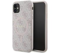 Guess GUHMN61G4GFRP Coque pour iPhone 11 6,1"/XR Rose Coque Rigide 4G Collection Cuir Métal Logo