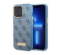 Guess GUHMP14LU4GPRB Coque 4G Logo Plaque Pour Magsafe Bleu - iPhone 14 Pro