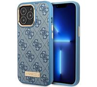 Guess GUHMP14LU4GPRB iPhone 14 Pro 6,1" bleu/bleu coque rigide 4G Logo Plate MagSafe Housse pour téléphone portable