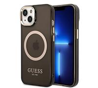 Guess GUHMP14MHTCMK Coque pour iPhone 14 Plus 6,7" Noir/Noir Coque Rigide Or Ligne Translucide