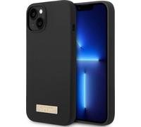 Guess GUHMP14MSBPLK Apple iPhone 14 Plus / 15 Plus noir étui rigide Silicone Logo Plate MagSafe