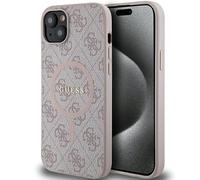Coque Guess en TPU rigide avec logo Mtal MagSafe pour iPhone 14/15/13 6.1 rose