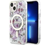 Guess GUHMP14SHCFWST Coque pour iPhone 14 6.1", transparente, rigide, fleurie