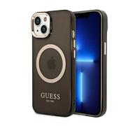 Guess GUHMP14SHTCMK iPhone 14 6,1 noir/noir Étui rigide Gold Outline Translucent MagSafe Étui pour téléphone portable