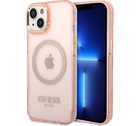 Guess GUHMP14SHTCMP iPhone 14 6.1 rose/pink coque rigide Gold Outline Translucent MagSafe Étui pour téléphone portable
