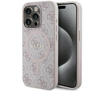 Guess GUHMP14XG4GFRP Coque pour iPhone 14 Pro Max 6,7 Pouces Rose Coque Rigide 4G Collection Cuir Métal Logo