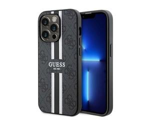 Guess GUHMP14XP4RPSK Coque rigide pour iPhone 14 Pro Max 6,7'' Noir à rayures imprimées 4G