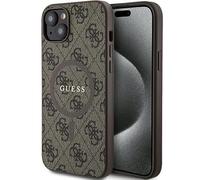 GUESS GUHMP15MG4GFRW Coque pour iPhone 15 Plus / 14 Plus 6,7 Pouces Marron Coque Rigide 4G Collection Cuir Métal Logo