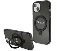 Guess GUHMP15SHRSGSK iPhone 15 6.1 czarny/black hardcase Ring Stand Script Glitter MagSafe