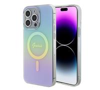 Guess GUHMP15XHITSQ Coque pour iPhone 15 Pro Max Turquoise Rigide IML Iridescent