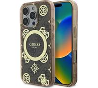 Guess GUHMP16LH4PYEEW Apple iPhone 16 Pro hardcase IML Peony On 4G Background MagSafe brown