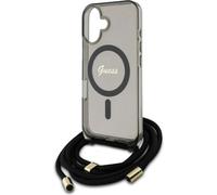 Guess GUHMP16SHCTSGNSK Apple iPhone 16 hardcase Crossbody Cord Script MagSafe noir