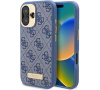 Guess GUHMP16SU4GPRB iPhone 16 6.1" bleu hardcase 4G Logo Plate MagSafe Housse de protection