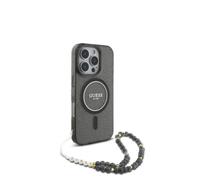 Étui Guess pour iPhone 16 Pro Max 6.9 noir étui rigide IML Glitter With Pearl Strap MagSafe