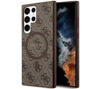 GUESS GUHMS24LG4GFRW Coque pour S24 Ultra S928 Marron Rigide 4G Collection Cuir Métal Logo