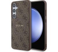 Guess GUHMS24MG4GFRW Samsung Galaxy S24+ Plus hardcase 4G Collection Cuir Logo métal MagSafe marron