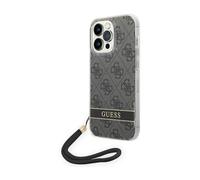 GUESS GUOHCP14XH4STK Coque pour iPhone 14 Pro Max 6,7" Noir/Noir Coque Rigide avec Sangle imprimée 4G