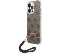 Guess GUOHCP14XH4STW iPhone 14 Pro Max 6,7 brun / marron Hardcase 4G Print Strap Housse pour téléphone portable