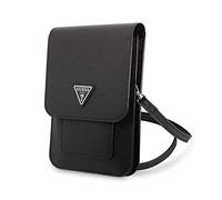 Guess GUWBSATMBK Saffiano Sac pour téléphone portable en polyuréthane avec logo triangle Noir, Noir
