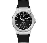 GUESS Montre Homme 45mm - Bracelet Noir Cadran Noir Boîtier Argent, Noir/argenté/noir, Classique