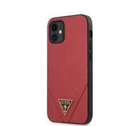 Guess Hardcase Saffiano V Stitch rouge pour iPhone 12 Mini 5,4" Cover Housse