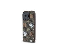 GUESS HC Magsafe PU Pivoine sur Fond 4G Marron IP16 Pro Max