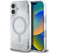 Guess HC Resin Bottom Glitter Apple iPhone 16 MagSafe argent