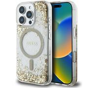 Guess HC Résine fond pailleté Apple iPhone 16 Pro MagSafe or