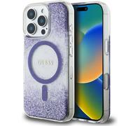 Guess HC Résine fond pailleté Apple iPhone 16 Pro MagSafe violet