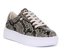 Guess Hilan Baskets à lacets en synthétique imprimé python pour femmes en noir gris (Noir Gris , 37) 40